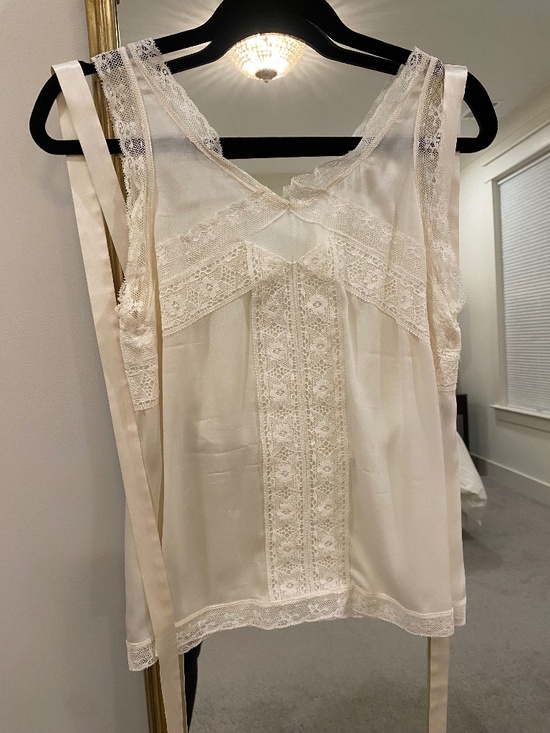Dolce & Gabbana Tops - Dolce & Gabbana Ivory Silk Top with Lace Trim Size S